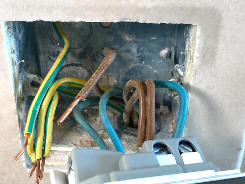 The replacement switch, partially wired up.